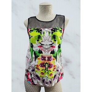 ALK Women's S Prabal Gurung Target Sheer Top Sleeveless Floral Blouse Shirt Tank